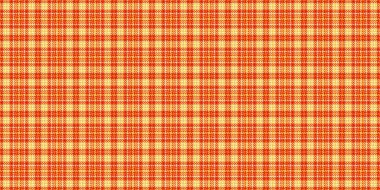 Renkli tartan kumaş, çizgili vektör ekose kumaş. Kırmızı ve kehribar renk paletinde pürüzsüz bir şablon kontrolü yap.