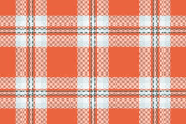 Uzunluk tartan kumaş, dekor desen kontrolü. Dekorasyon vektörü beyaz ve kırmızı renk paletinde ekoseli tekstil.