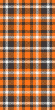 Canlı turuncu, siyah ve beyaz ekose desenli. Sonbahar tasarımları, sonbahar modası, Cadılar Bayramı projeleri ya da tekstil dokuları için mükemmel. Bu kusursuz tekerrür cesur, zamansız bir estetik yaratıyor..