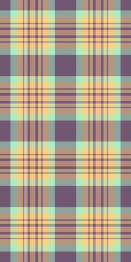 Manzaralı ekoseli vektör kumaş, döşeme katmansız dikişsiz doku. Turuncu ve pastel renk paleti ile büyük kontrol arka plan deseni tekstili.