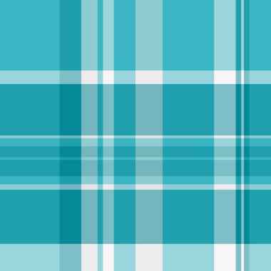 Tekstil desensiz servis, yorgan vektör kumaş dokusu. Cyan ve beyaz renk paletinde ekose tartan denetimi.