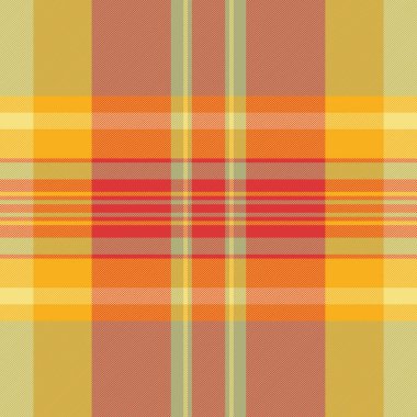 Yerdeki ekose kumaş deseni, Türk kumaşı kontrol vektörü. Limon ve kırmızı renk paletinde gösterişsiz tartan arkaplan dokusu.