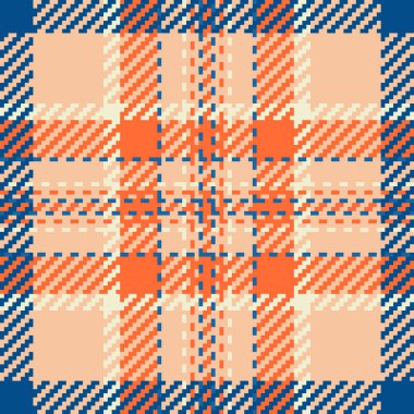 Canlı mercan ve ekose desenli. Tekstil tasarımı, moda, web sitesi geçmişi ya da modern, geometrik dokuya ihtiyaç duyan her proje için mükemmel..