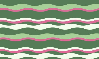 Sakinleştirici yeşil, pembe ve beyaz renkte soyut dalgalı çizgiler. Tekstil tasarımı, web sitesi geçmişi ya da eğlenceli markalar için mükemmel. Huzur ve hareket hissi uyandırır..