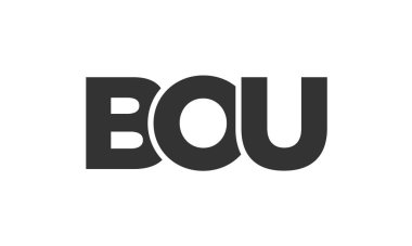 BOU logo tasarım şablonu güçlü ve modern kalın metinlerle. Basit ve minimal tipografi içeren ilk tabanlı vektör logosu. Modayı takip eden şirket kimliği markalar için ideal..