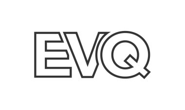 EVQ logo tasarım şablonu güçlü ve modern kalın metinlerle. Basit ve minimal tipografi içeren ilk tabanlı vektör logosu. Modayı takip eden şirket kimliği markalar için ideal..