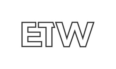 Güçlü ve modern kalın metinli ETW logo tasarım şablonu. Basit ve minimal tipografi içeren ilk tabanlı vektör logosu. Modayı takip eden şirket kimliği markalar için ideal..