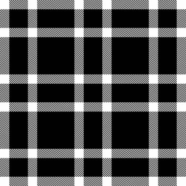 Klasik siyah-beyaz tartan deseni. Sonsuz tasarım, tekstil, arkaplan ve grafik tasarım projeleri için uygun. Çok yönlü ve etkili..