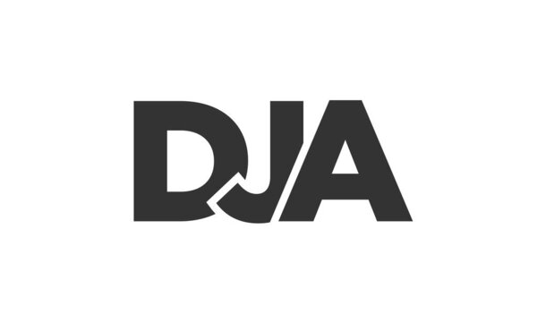 DJA logo design template with strong and modern bold text. Initial based vector logotype featuring simple and minimal typography. Trendy company identity ideal for businesses brand presence.