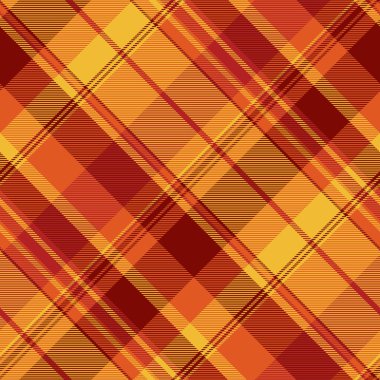 Sonbahar desenli tekstil, paketsiz ekose kumaş. Kehribar ve turuncu renk paletinde arkaplan denetimi kumaş vektörü seçin.