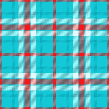Canlı deniz mavisi, kırmızı ve beyaz ekose desenli. Tekstil tasarımı, moda, web siteleri ve markalaşma için mükemmel..