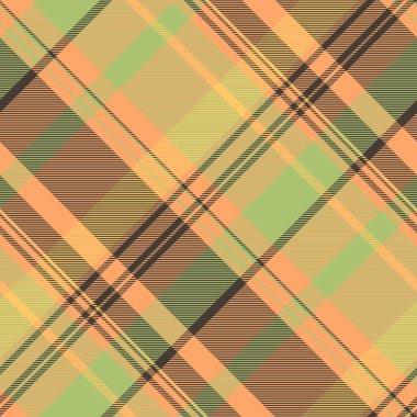 Aile içi şablon kontrolü, mevsimlik kumaş ekose kumaş. Tekstil dokusu vektörünü turuncu ve limon rengi paletinde pürüzsüz bitir.