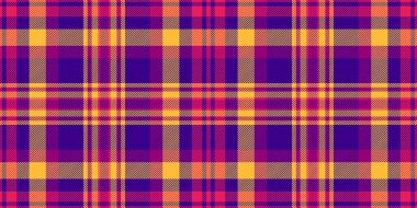 Canlı mor, turuncu ve sarı ekose desenli. Tekstil tasarımı, moda veya web sitesi geçmişi için mükemmel. Bu cesur, geometrik tekstil modern ve enerjik bir his sunuyor..