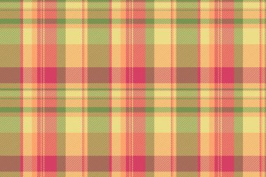Yaratıcılık ekoseli kumaş kontrolü, canlı ve kusursuz bir geçmişi var. Turuncu ve sarı renk paletinde Meksika tekstil tartan vektör dokusu.