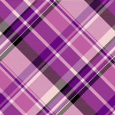 Detaylı mor ve pembe ekose desenli. Geçmişi, giysisi ya da tekstil tasarımları için kusursuz tartan dokusu. Klasik bir stil ekler.
