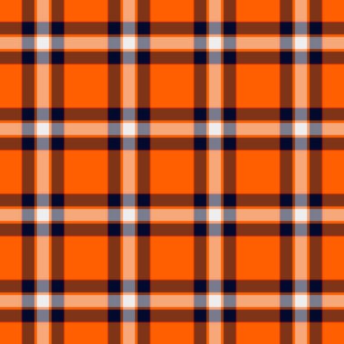 Kusursuz ekose desenli, festival sezonu tasarımları için harika. Canlı turuncu, koyu mavi ve beyaz renkli klasik tekstil baskısı. Arkaplan, el işi ve giysi için mükemmel..
