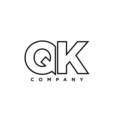 Q ve K harfi, QK logo tasarım şablonu. Şirket kimliği için asgari monogram tabanlı logotype.