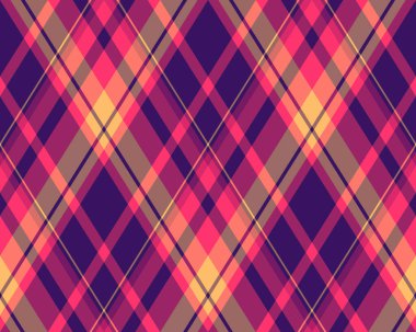 Argyle geometrik eşkenar dörtgenin kusursuz deseni. Harlequin duvar kağıdı tasarımını kontrol et. Web geçmişi için klasik elmas şekilli tekstil malzemesi, baskı kumaşı, kazak, ambalaj kağıdı, hediye kartı, davetiye.
