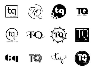 TQ logo şirketi şablonu. Harf t ve q logoti. Tasarım elemanları ile farklı klasik serif harfleri ve modern kalın metin ayarla. İlk yazı tipi tipografisi. Koleksiyon trend iş kimliği.