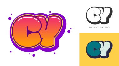 Festival ya da parti için CY logo tasarımı. C ve Y harfleri graffiti tarzında. Yazı tipi tipografisinin yaratıcı modern harfleri. Modayı takip eden logotlar ya da kimlikler. Vektör illüstrasyonu.