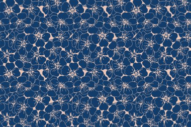 Kusursuz lacivert çiçek deseni. Zarif ve sofistike, tekstil, duvar kağıdı ya da web sitesi geçmişi için mükemmel. Modern bir hissi olan klasik bir tasarım, büyümeyi ve bolluğu simgeliyor..