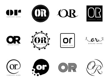 Ya da logo şirketi şablonu. O ve R harfi logoti. Tasarım elemanları ile farklı klasik serif harfleri ve modern kalın metin ayarla. İlk yazı tipi tipografisi. Koleksiyon trend iş kimliği.