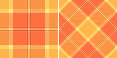 Sıcak turuncu ve sarı renkleri olan biçimsiz tartan desenler. Tekstil tasarımı için ideal, arka planlar ve samimi, davetkar bir atmosfer yaratmak için..
