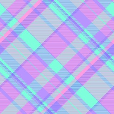 Akan kumaş dokusu, şablon arka plan tekstil vektörü. Çivit ve pembe renk paletinde asimetrik ekoseli dikişsiz kontrol deseni.