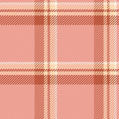 Yakışıklı tekstil dikişsiz vektör, fayans kumaş dokusu arka plan. Sonsuz tartan desenli ekose kontrol kırmızı ve şeftali rengi paleti.