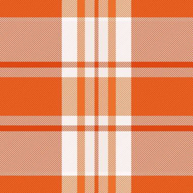 Gençlik vektör ekoseli kontrolü, olay kumaşı kusursuz desen. Dinlenme dokusu arkaplan turuncu ve beyaz renk paleti ile tartan.