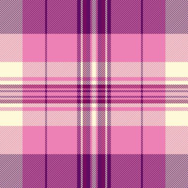 Kırsal tartan arkaplan kontrolü, vektör dokusu pürüzsüz. Kasım tekstil kumaş deseni pembe ve mor renk paletinde.