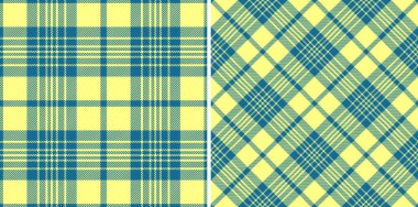 Sarı ve mavi renkli klasik ekose desenler. Kusursuz tekstil tasarımı arka plan, giysi, el işi ve nostaljik temalı projeler için mükemmeldir..