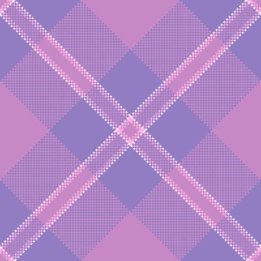 Detaylı eflatun ekose kumaş. Klasik bir tekstil modeli, moda için mükemmel arka planlar, tasarımlar, yaratıcı projeler. Yumuşak, çok yönlü, zamansız.