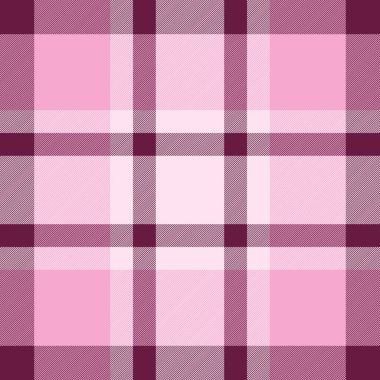 Zarif pembe ekose desenli. Klasik tartan tasarımı, modern bir his, arka plan, giyim ve mevsimlik projeler için ideal. Çok yönlü tekstil dokusu.