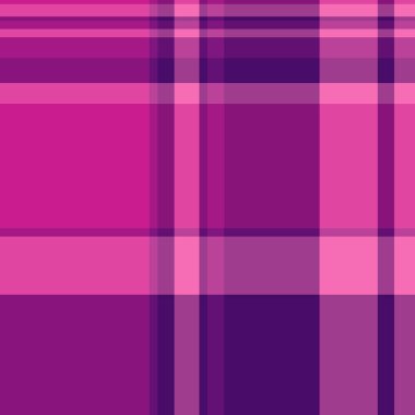 Pembe ve mor renklerde soyut ekoseli desen. Grafik tasarımı, tekstil, moda ya da modern markalar için çok yönlü bir arka plan. Çağdaş canlılık.