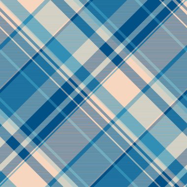 Klasik mavi ve bej desenli tartan deseni. Kusursuz tasarım, arka plan, tekstil, giyim ve geleneksel bir dokunuş için idealdir. Çok yönlü doku.