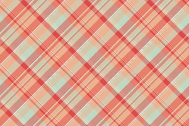 Mutlu noeller ekose kumaş kontrolü, Checker tekstil vektör geçmişi. Kırmızı ve açık renk paleti ile kusursuz desenli tartan kumaş.