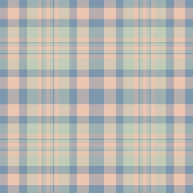 Romantik tekstil vektör arka planı, pencere tartan desenli kumaş. Pastel desenli ekose pastel ve açık renk paletinde kusursuz kontrol.
