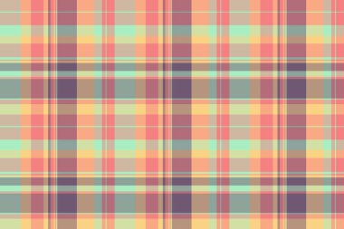 Şık desenli, ekose kumaşlı, dağınık vektör tekstili. Rüya gibi arka plan kumaş deseni açık ve turuncu renk paletinde tartan.