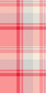 Yarım yamalak tartan kumaş, etek arka plan doku vektörü. Rüya gibi tekstil desenli ekose kontrol kırmızı ve açık gri renk paleti.