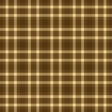 Kare kumaş kontrolü, avcı dokusu vektör ekoseli. Piknik kumaşı arka plan turuncu ve kehribar rengi paleti ile kusursuz desen.