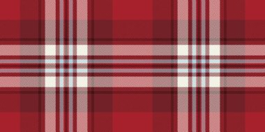 Sabit arka plan, pürüzsüz doku, panço desenli tartan kontrolü. Halı vektörü ekose kumaş kırmızı ve beyaz renk paleti.