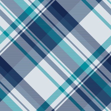 Yosun desenli kumaş, ince arka plan tekstil ekose kumaş. Mavi ve beyaz renk paletinde sıcak tartan, pürüzsüz vektör kontrolü.