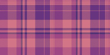 Mor ve pembe renk paletli pikselli tartan deseni. Arka plan, tekstil ya da eski moda dijital tasarım için mükemmel. El sanatları veya tasarım için kullan.