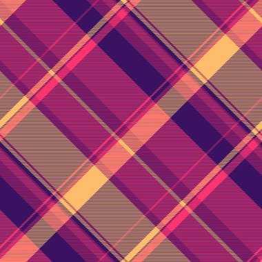 Eğimli vektör kumaş kontrolü, ön dikişsiz tartan tekstil. Evlilik ekose desenli arka plan menekşe ve kırmızı renk paletinde.