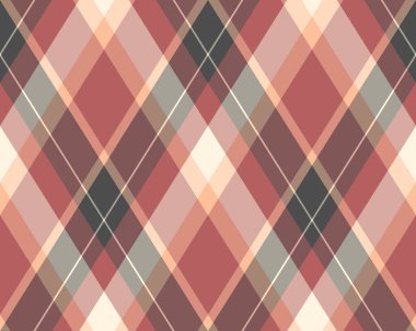 Argyle geometrik eşkenar dörtgenin kusursuz deseni. Harlequin duvar kağıdı tasarımını kontrol et. Web geçmişi için klasik elmas şekilli tekstil malzemesi, baskı kumaşı, kazak, ambalaj kağıdı, hediye kartı, davetiye.