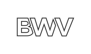 BWV logo tasarım şablonu güçlü ve modern kalın metin ile. Basit ve minimal tipografi içeren ilk tabanlı vektör logosu. Modayı takip eden şirket kimliği markalar için ideal..