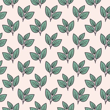 Hoş, pürüzsüz desenli, allık kaplı arkaplanda ince deniz mavisi yaprakları var..