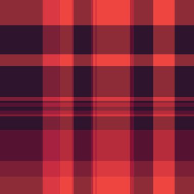 Katmanlı arka plan tekstil, ekoseli, dikişsiz desen. Kırmızı ve koyu renk paletinde kumaş dokusu tartını nötr kontrol et.