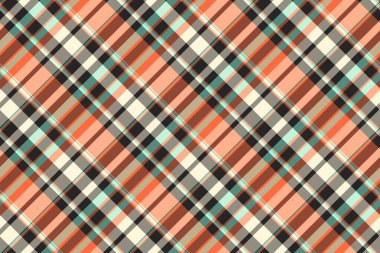 Halk dokusu kontrolü, tekstil vektör ekoseli bitir. Idyllic desen kumaş dikişsiz tartan kırmızı ve pastel renk paleti.